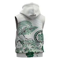 Polynesian Manta Ray Sleeveless Zip Hoodie Green Floral Turtle Tattoo LT9 - Polynesian Pride