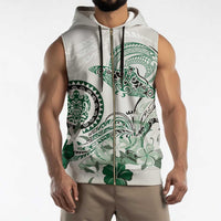 Polynesian Manta Ray Sleeveless Zip Hoodie Green Floral Turtle Tattoo - Polynesian Pride