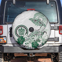 Polynesian Manta Ray Spare Tire Cover Green Floral Turtle Tattoo - Polynesian Pride