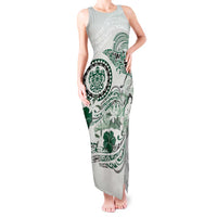 Polynesian Manta Ray Tank Maxi Dress Green Floral Turtle Tattoo - Polynesian Pride