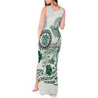 Polynesian Manta Ray Tank Maxi Dress Green Floral Turtle Tattoo - Polynesian Pride
