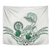 Polynesian Manta Ray Tapestry Green Floral Turtle Tattoo - Polynesian Pride