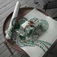 Polynesian Manta Ray Wrapping Paper Green Floral Turtle Tattoo LT9 - Polynesian Pride
