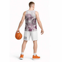 Polynesian Manta Ray Basketball Jersey Pink Floral Turtle Tattoo LT9 - Polynesian Pride