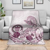 Polynesian Manta Ray Blanket Pink Floral Turtle Tattoo - Polynesian Pride