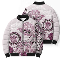 Polynesian Manta Ray Bomber Puffer Jacket Pink Floral Turtle Tattoo LT9 - Polynesian Pride