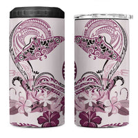Polynesian Manta Ray 4 in 1 Can Cooler Tumbler Pink Floral Turtle Tattoo LT9 One Size: 16 oz Pink - Polynesian Pride