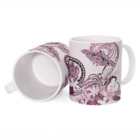 Polynesian Manta Ray Ceramic Mug Pink Floral Turtle Tattoo LT9 - Polynesian Pride