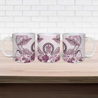 Polynesian Manta Ray Ceramic Mug Pink Floral Turtle Tattoo LT9 - Polynesian Pride