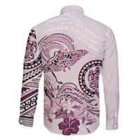 Polynesian Manta Ray Family Matching Off Shoulder Maxi Dress and Hawaiian Shirt Pink Floral Turtle Tattoo - Polynesian Pride