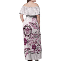 Polynesian Manta Ray Family Matching Off Shoulder Maxi Dress and Hawaiian Shirt Pink Floral Turtle Tattoo - Polynesian Pride