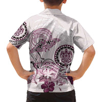 Polynesian Manta Ray Family Matching Puletasi and Hawaiian Shirt Pink Floral Turtle Tattoo LT9 - Polynesian Pride