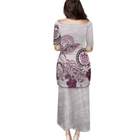 Polynesian Manta Ray Family Matching Puletasi and Hawaiian Shirt Pink Floral Turtle Tattoo LT9 - Polynesian Pride