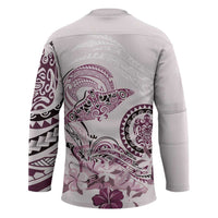 Polynesian Manta Ray Hockey Jersey Pink Floral Turtle Tattoo LT9 - Polynesian Pride