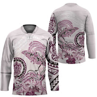 Polynesian Manta Ray Hockey Jersey Pink Floral Turtle Tattoo LT9 - Polynesian Pride