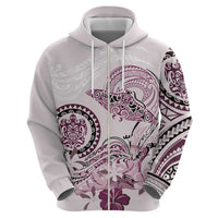 Polynesian Manta Ray Hoodie Pink Floral Turtle Tattoo - Polynesian Pride