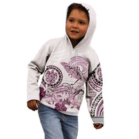 Polynesian Manta Ray Kid Hoodie Pink Floral Turtle Tattoo - Polynesian Pride