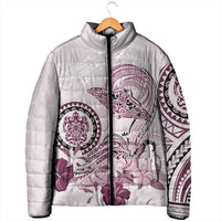 Polynesian Manta Ray Padded Jacket Pink Floral Turtle Tattoo LT9 - Polynesian Pride
