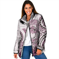 Polynesian Manta Ray Padded Jacket Pink Floral Turtle Tattoo LT9 Women Pink - Polynesian Pride