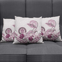 Polynesian Manta Ray Pillow Cover Pink Floral Turtle Tattoo - Polynesian Pride