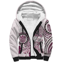 Polynesian Manta Ray Sherpa Hoodie Pink Floral Turtle Tattoo LT9 Unisex Pink - Polynesian Pride