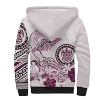 Polynesian Manta Ray Sherpa Hoodie Pink Floral Turtle Tattoo LT9 - Polynesian Pride