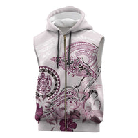 Polynesian Manta Ray Sleeveless Zip Hoodie Pink Floral Turtle Tattoo LT9 Pink - Polynesian Pride