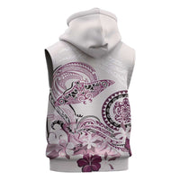 Polynesian Manta Ray Sleeveless Zip Hoodie Pink Floral Turtle Tattoo LT9 - Polynesian Pride