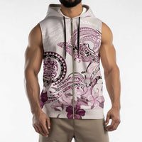 Polynesian Manta Ray Sleeveless Zip Hoodie Pink Floral Turtle Tattoo LT9 - Polynesian Pride