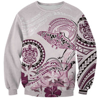 Polynesian Manta Ray Sweatshirt Pink Floral Turtle Tattoo LT9 Unisex Pink - Polynesian Pride