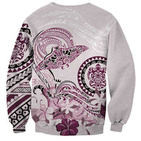 Polynesian Manta Ray Sweatshirt Pink Floral Turtle Tattoo LT9 - Polynesian Pride