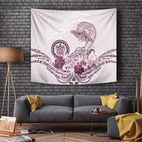 Polynesian Manta Ray Tapestry Pink Floral Turtle Tattoo - Polynesian Pride
