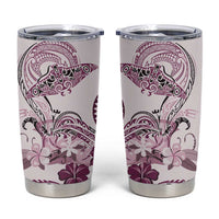 Polynesian Manta Ray Tumbler Cup Pink Floral Turtle Tattoo - Polynesian Pride