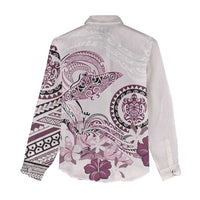 Polynesian Manta Ray Women Casual Shirt Pink Floral Turtle Tattoo - Polynesian Pride