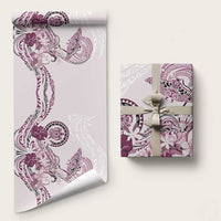 Polynesian Manta Ray Wrapping Paper Pink Floral Turtle Tattoo LT9 58" × 23" Pink - Polynesian Pride