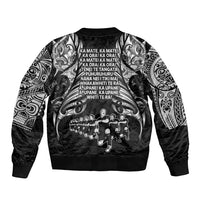 New Zealand Rugby Bomber Jacket Black Haka Dance With NZ Champions History LT9 - Polynesian Pride