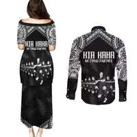 NZ Rugby Couples Matching Puletasi Dress and Long Sleeve Button Shirt Kapa Opango Maori Haka With Years of The All Black Champions LT9 - Polynesian Pride
