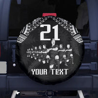 Custom NZ Rugby Spare Tire Cover Kapa Opango Maori Haka With Years of The All Black Champions LT9 Black - Polynesian Pride