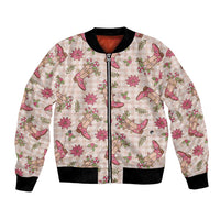 Beige Paniolo Palaka Hawaiian Cowgirl Christmas Bomber Jacket - Polynesian Pride