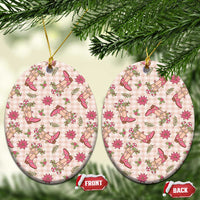 Beige Paniolo Palaka Hawaiian Cowgirl Christmas Ceramic Ornament LT9 Oval Beige - Polynesian Pride