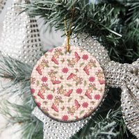 Beige Paniolo Palaka Hawaiian Cowgirl Christmas Ceramic Ornament LT9 - Polynesian Pride