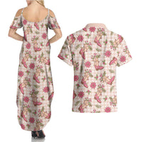 Beige Paniolo Palaka Hawaiian Cowgirl Christmas Couples Matching Summer Maxi Dress and Hawaiian Shirt - Polynesian Pride