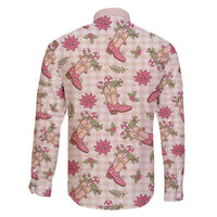 Beige Paniolo Palaka Hawaiian Cowgirl Christmas Family Matching Off Shoulder Short Dress and Hawaiian Shirt - Polynesian Pride