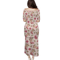 Beige Paniolo Palaka Hawaiian Cowgirl Christmas Family Matching Puletasi and Hawaiian Shirt - Polynesian Pride