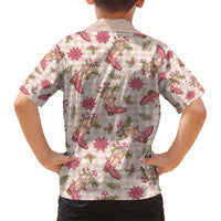 Beige Paniolo Palaka Hawaiian Cowgirl Christmas Family Matching Short Sleeve Bodycon Dress and Hawaiian Shirt - Polynesian Pride