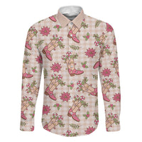 Beige Paniolo Palaka Hawaiian Cowgirl Christmas Family Matching Short Sleeve Bodycon Dress and Hawaiian Shirt - Polynesian Pride