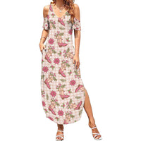 Beige Paniolo Palaka Hawaiian Cowgirl Christmas Family Matching Summer Maxi Dress and Hawaiian Shirt - Polynesian Pride