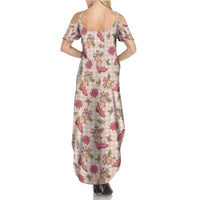 Beige Paniolo Palaka Hawaiian Cowgirl Christmas Family Matching Summer Maxi Dress and Hawaiian Shirt - Polynesian Pride