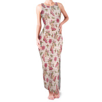 Beige Paniolo Palaka Hawaiian Cowgirl Christmas Family Matching Tank Maxi Dress and Hawaiian Shirt - Polynesian Pride