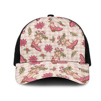 Beige Paniolo Palaka Hawaiian Cowgirl Christmas Mesh Trucker Cap LT9 One Size Black Beige - Polynesian Pride
